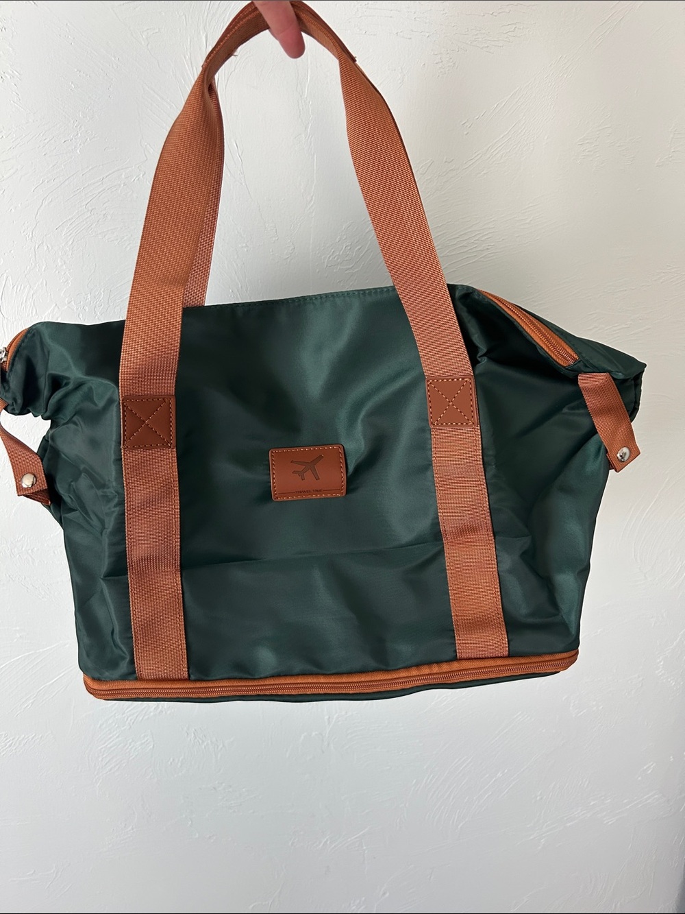 Travel Tote Bag with Brown Trim